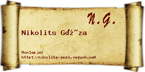 Nikolits Géza névjegykártya