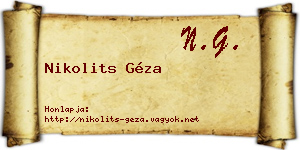 Nikolits Géza névjegykártya